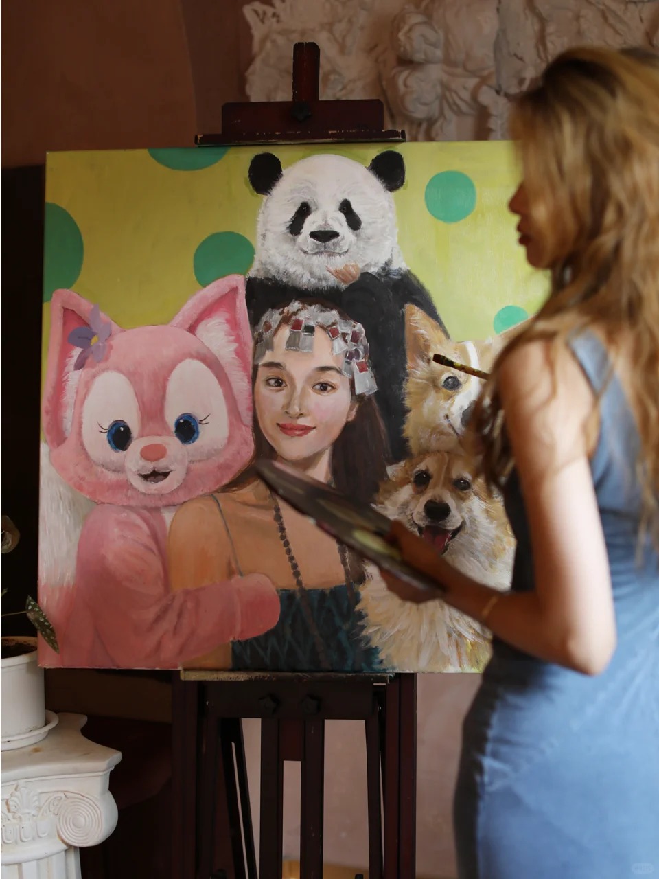 Gabby in his studio with Lily