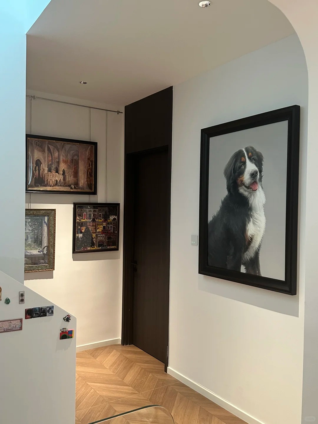 A wonderful photo of Parker with his pencil portrait framed by Gabby