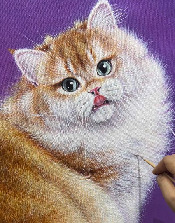 Oil painting of Winston the Bulldog by Gabby