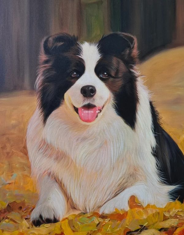 Oil painting of Boomer the dog by Gabby