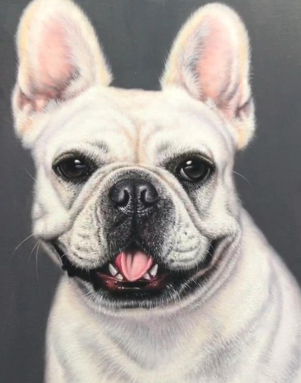 Oil painting of Hattie the Hungarian Vizsla dog by Gabby