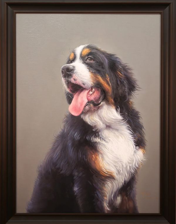 Oil painting of Spyder, an Italian Greyhound dog, by Gabby