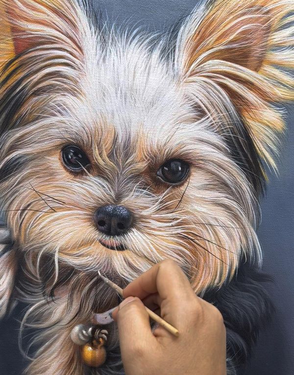 Oil painting of Christopher, a Beagle dog, by Gabby