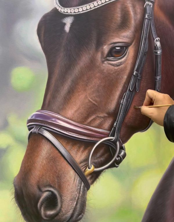 Oil horse portrait as a wedding gift by Gabby