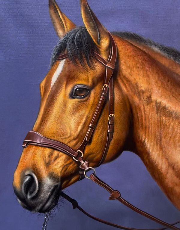 Oil painting of Monty the Whippet dog by Gabby, a birthday surprise